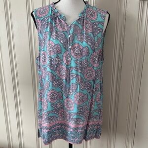 Talbots Floral Sleeveless Top - Blue and Pink Size XL